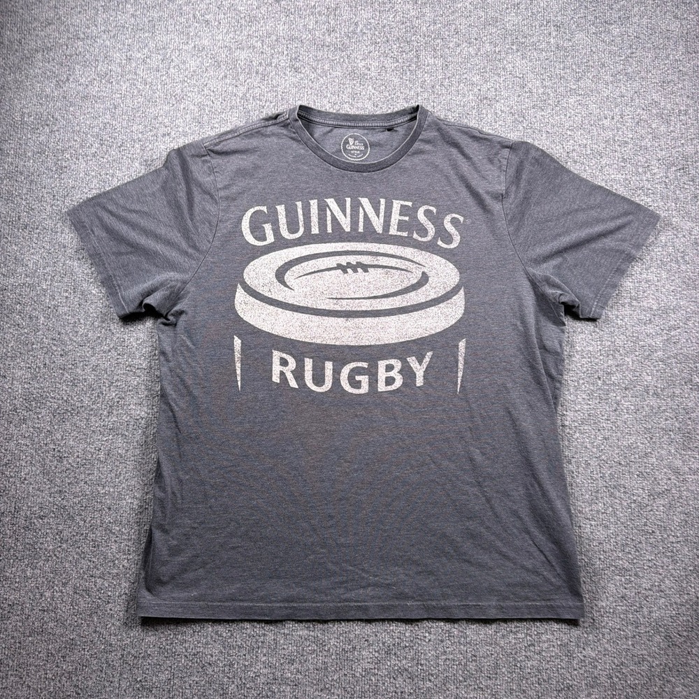 Guinness Rugby T Shirt Mens XL Gray Short Sleeve Graphic Tee Bioworld Europe